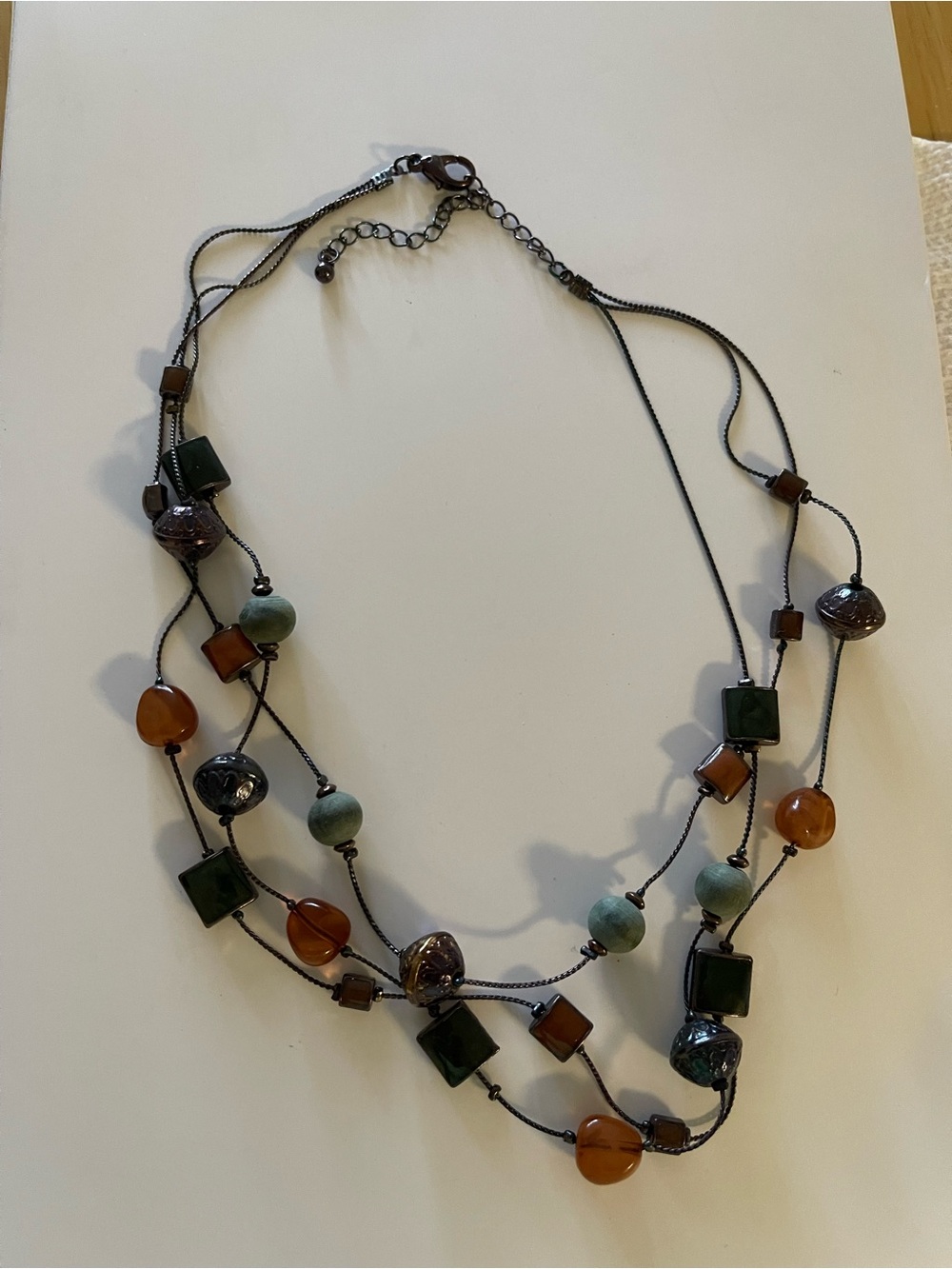 Multi-Strand Green and Brown Bead Necklace - Women Jewelry